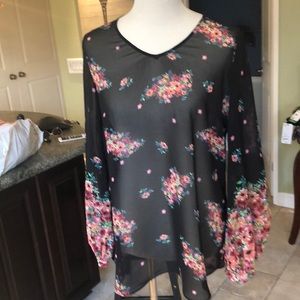 Cabi sheer black  blouse bloom me blouse